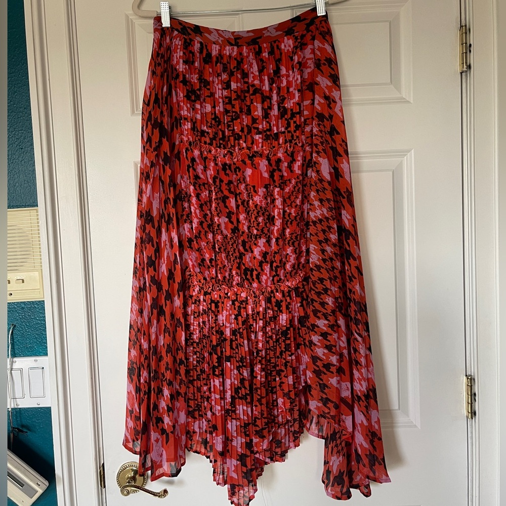 Top shop Asymmetrical Pink Houndstooth Skirt